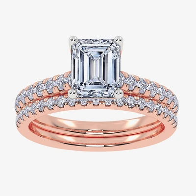 (H-I / Si2-I1) Womens 1 1/2 CT. T.W. Lab Grown White Diamond 10K Gold Side Stone Bridal Set