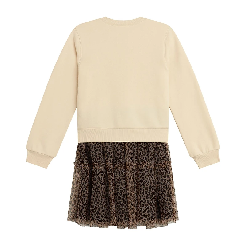 Knit Works Little & Big Kid Girls Drop Shoulder Leopard 2-pc. Dress Set
