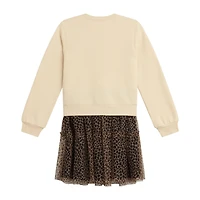 Knit Works Little & Big Kid Girls Drop Shoulder Leopard 2-pc. Dress Set