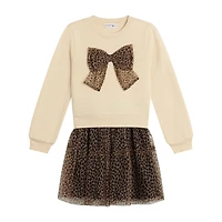 Knit Works Little & Big Kid Girls Drop Shoulder Leopard 2-pc. Dress Set