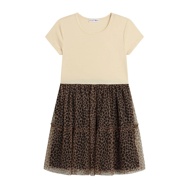 Knit Works Little & Big Kid Girls Drop Shoulder Leopard 2-pc. Dress Set