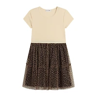 Knit Works Little & Big Kid Girls Drop Shoulder Leopard 2-pc. Dress Set
