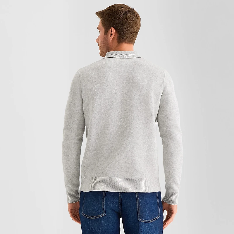 St. John's Bay Cozy Polo Mens Long Sleeve Pullover Sweater