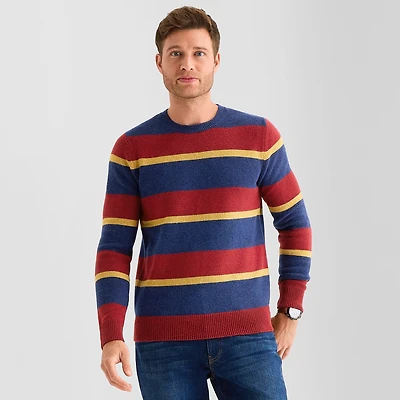 St. John's Bay Cozy Rugby Mens Crew Neck Long Sleeve Pullover Sweater