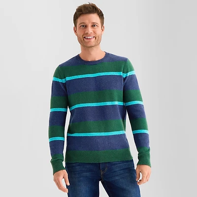 St. John's Bay Cozy Rugby Mens Crew Neck Long Sleeve Pullover Sweater