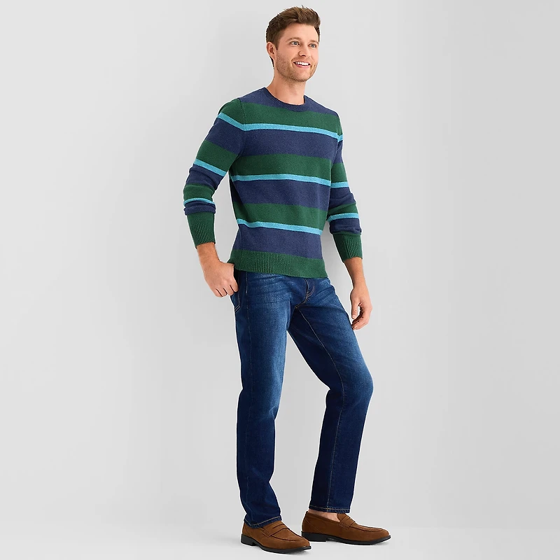 St. John's Bay Cozy Rugby Mens Crew Neck Long Sleeve Pullover Sweater