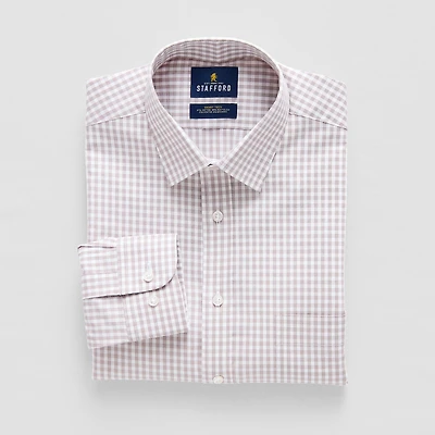 Stafford Smart Tech Mens Slim Fit Stretch Fabric Wrinkle Free Long Sleeve Dress Shirt