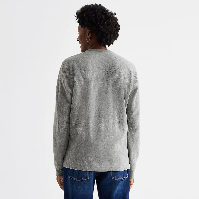 mutual weave Henley Mens Neck Long Sleeve Regular Fit Thermal Top