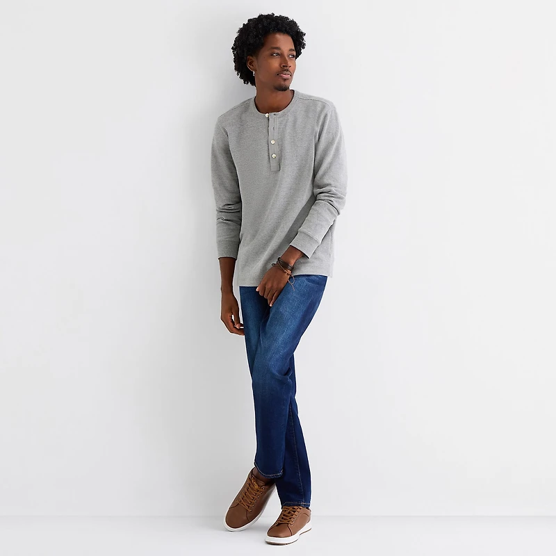 mutual weave Henley Mens Neck Long Sleeve Regular Fit Thermal Top