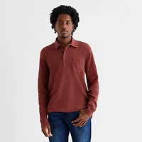 mutual weave Mens Regular Fit Long Sleeve Polo Shirt