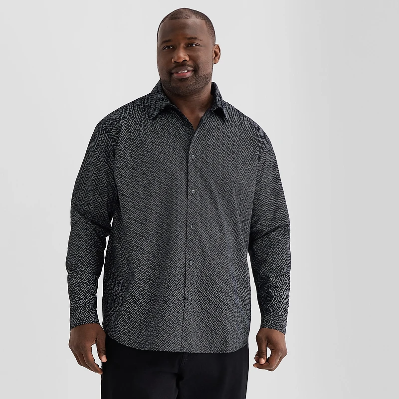 Shaquille O'Neal XLG™ Mens Long Sleeve Classic Fit Big and Tall Button-Down Shirt