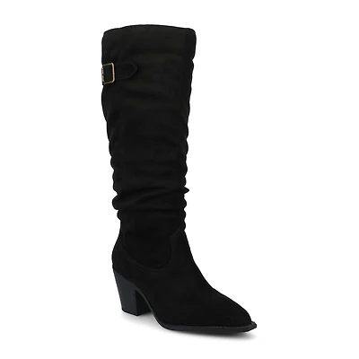 Journee Collection Womens Kaleah-Wc Wide Calf Stacked Heel Dress Boots Width
