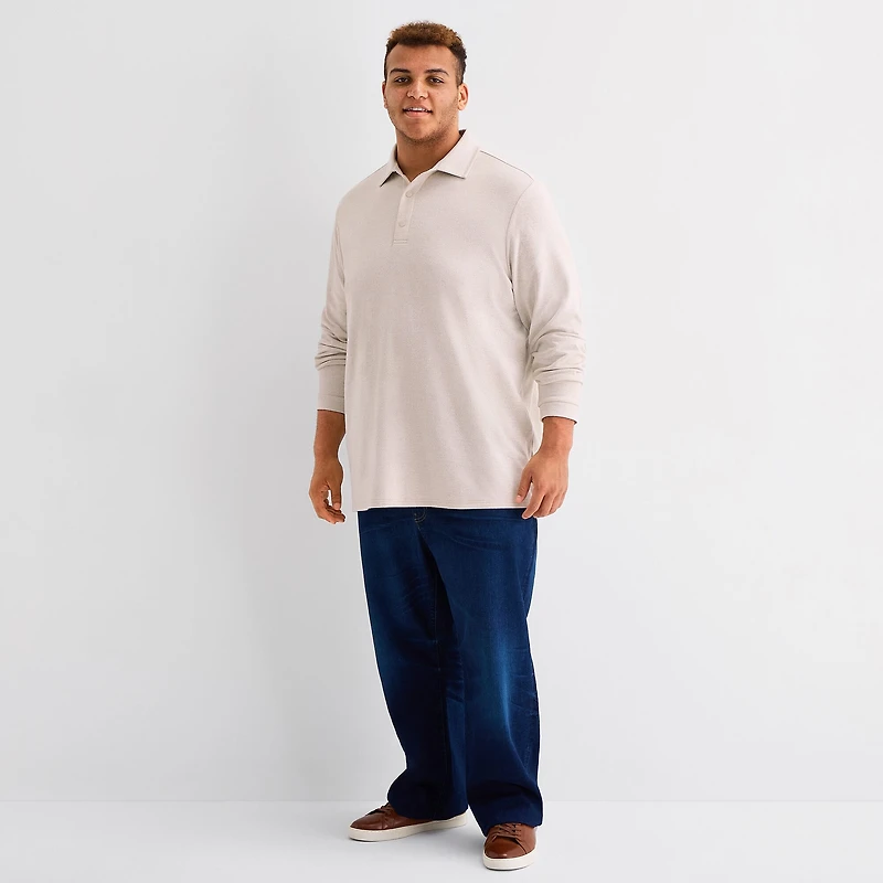 Stylus Big and Tall Mens Regular Fit Long Sleeve Polo Shirt
