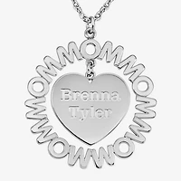 Personalized "Mom" with Child Names Heart 27mm Pendant Necklace