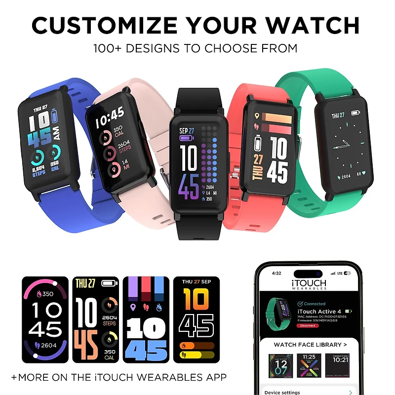 Itouch Active 4 Unisex Adult Smart Watch Tc4s01-G10