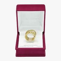 Sparkle Allure Rope Twist Womens 10.5MM Crystal 14K Gold Over Brass Crossover Band