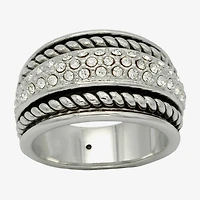 Sparkle Allure Antique Twist Womens 6.5MM Crystal Pure Silver Over Brass Band