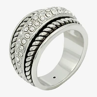 Sparkle Allure Antique Twist Womens 6.5MM Crystal Pure Silver Over Brass Band