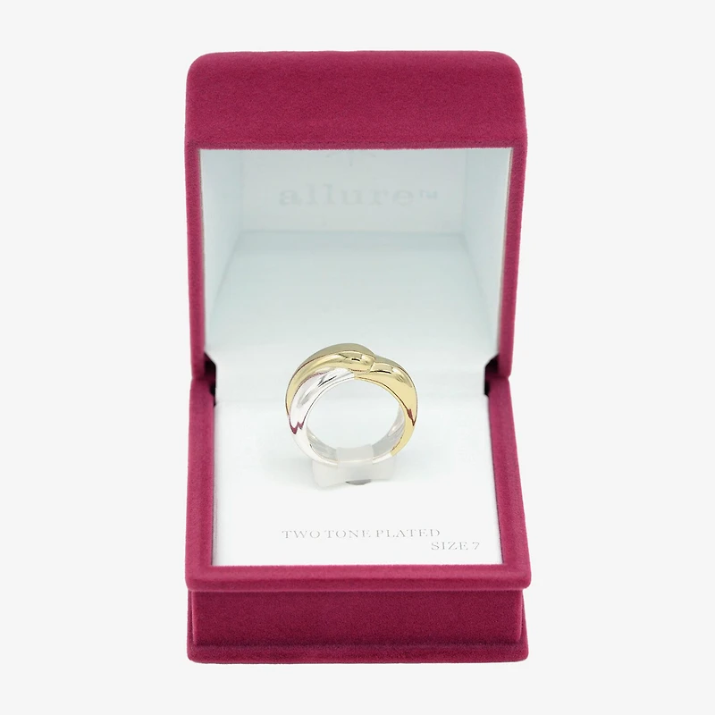 Sparkle Allure Womens 4.5MM 14K Gold Over Brass Pure Silver Crossover Band