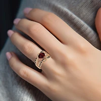 Le Vian® Grand Sample Sale™ Raspberry Rhodolite® and Chocolate & Vanilla Diamonds™ Ring 14K Strawberry Gold®