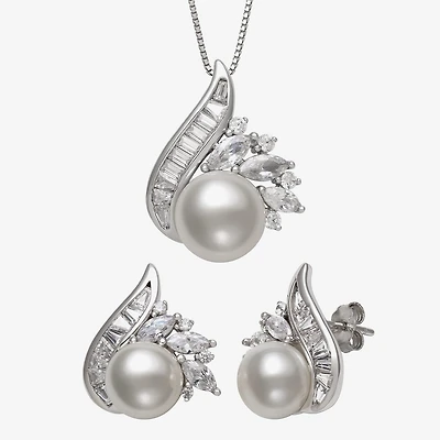 Womens White Cultured Freshwater Pearl Sterling Silver Marquise 2-pc. Jewelry Set