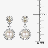 Womens Dyed Cultured Freshwater Pearl Sterling Silver Drop Earrings