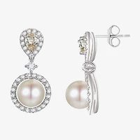 Womens Dyed Cultured Freshwater Pearl Sterling Silver Drop Earrings