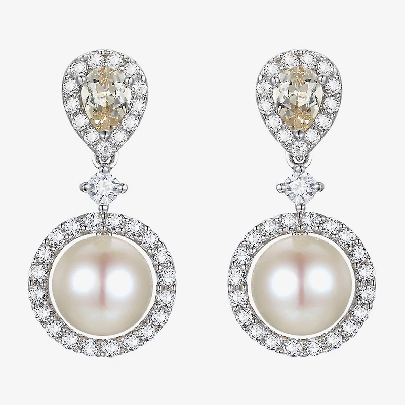 Womens Dyed Cultured Freshwater Pearl Sterling Silver Drop Earrings