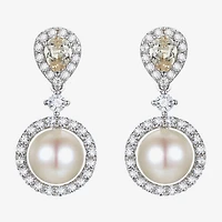 Womens Dyed Cultured Freshwater Pearl Sterling Silver Drop Earrings