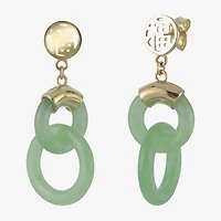 14K Yellow Gold Jade Double Circle Earrings