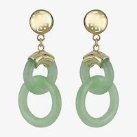 14K Yellow Gold Jade Double Circle Earrings