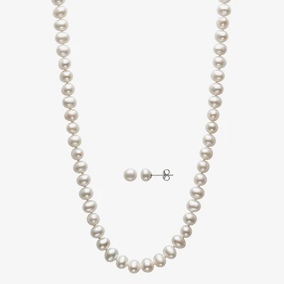 Womens White Cultured Freshwater Pearl Sterling Silver 2-pc. Jewelry Set
