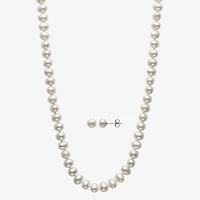 Womens White Cultured Freshwater Pearl Sterling Silver 2-pc. Jewelry Set
