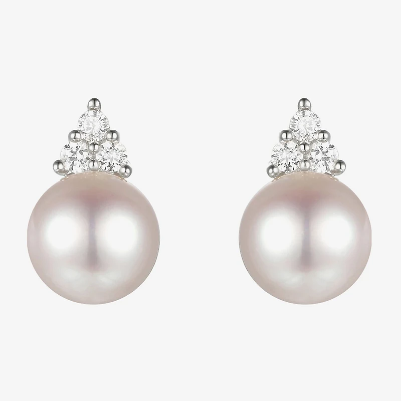Dyed White Cultured Freshwater Pearl Sterling Silver 8mm Stud Earrings