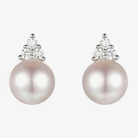Dyed White Cultured Freshwater Pearl Sterling Silver 8mm Stud Earrings