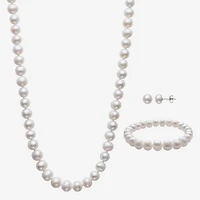 Womens White Cultured Freshwater Pearl Sterling Silver 3-pc. Jewelry Set
