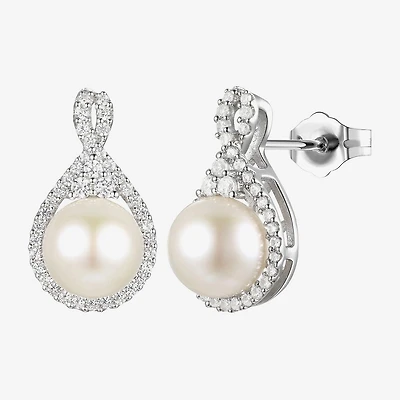 Dyed White Cultured Freshwater Pearl Sterling Silver 15mm Stud Earrings