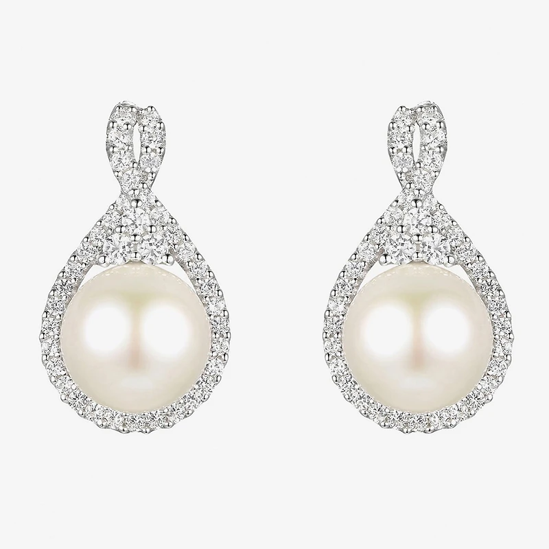 Dyed White Cultured Freshwater Pearl Sterling Silver 15mm Stud Earrings