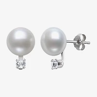White Cultured Freshwater Pearl Sterling Silver Ball Stud Earrings