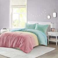 Intelligent Design Talia Ultra Cozy & Soft Ombre Shaggy Faux Fur Comforter Set With Sham