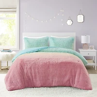 Intelligent Design Talia Ultra Cozy & Soft Ombre Shaggy Faux Fur Comforter Set With Sham