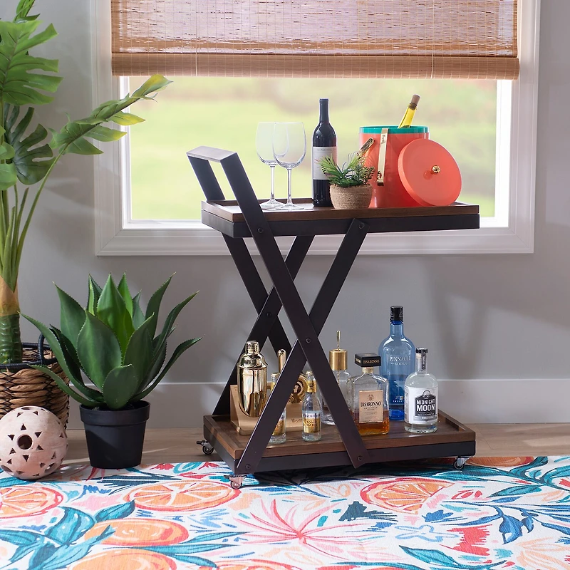 Linon Ebbtide Wood-Top Serving Cart
