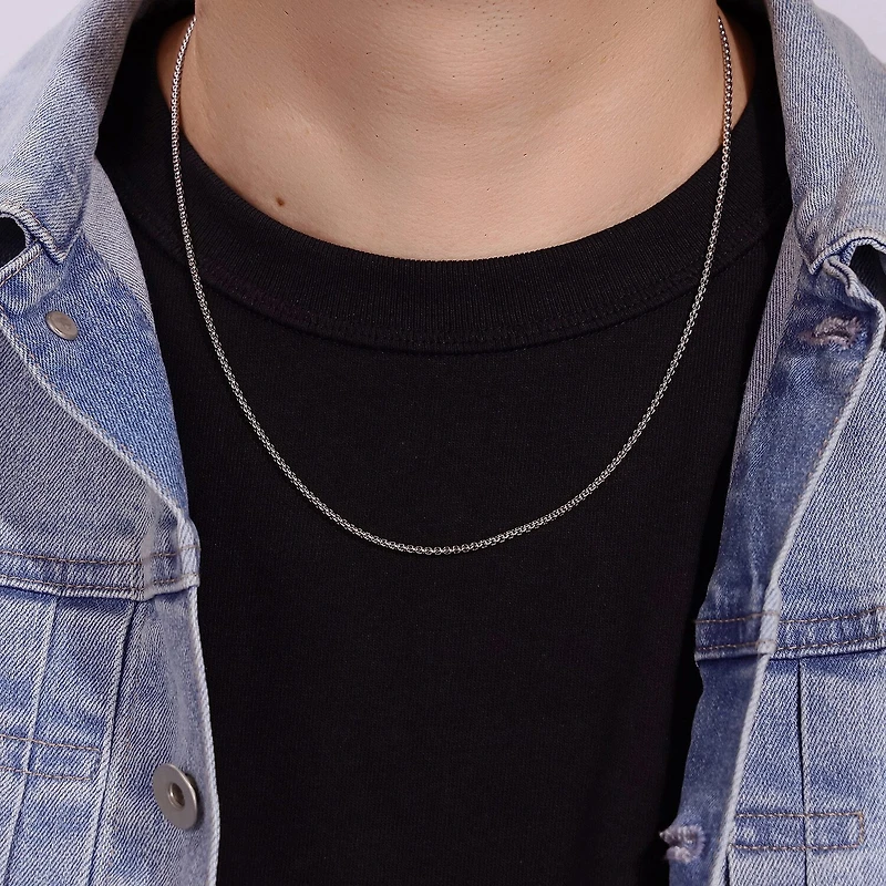 Mens Stainless Steel 18" 2mm Round Box Chain