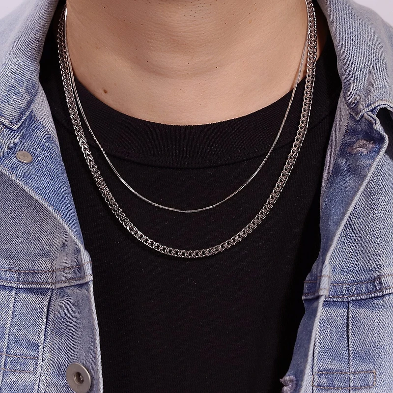 Mens Stainless Steel Inch Wheat Chain Necklace
