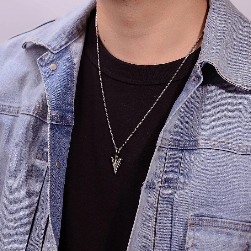Mens Stainless Steel Inch Pendant Necklace