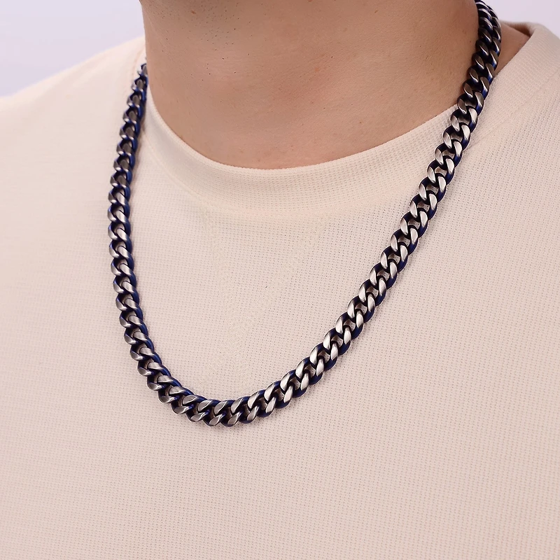 Mens Stainless Steel Inch Curb Chain Necklace