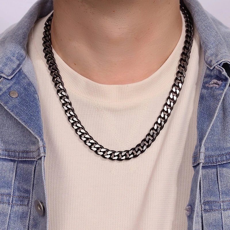 Stainless Steel Solid Curb Chain Necklace