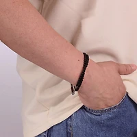 Mens Black Hematite Stainless Steel Wrap Bracelet