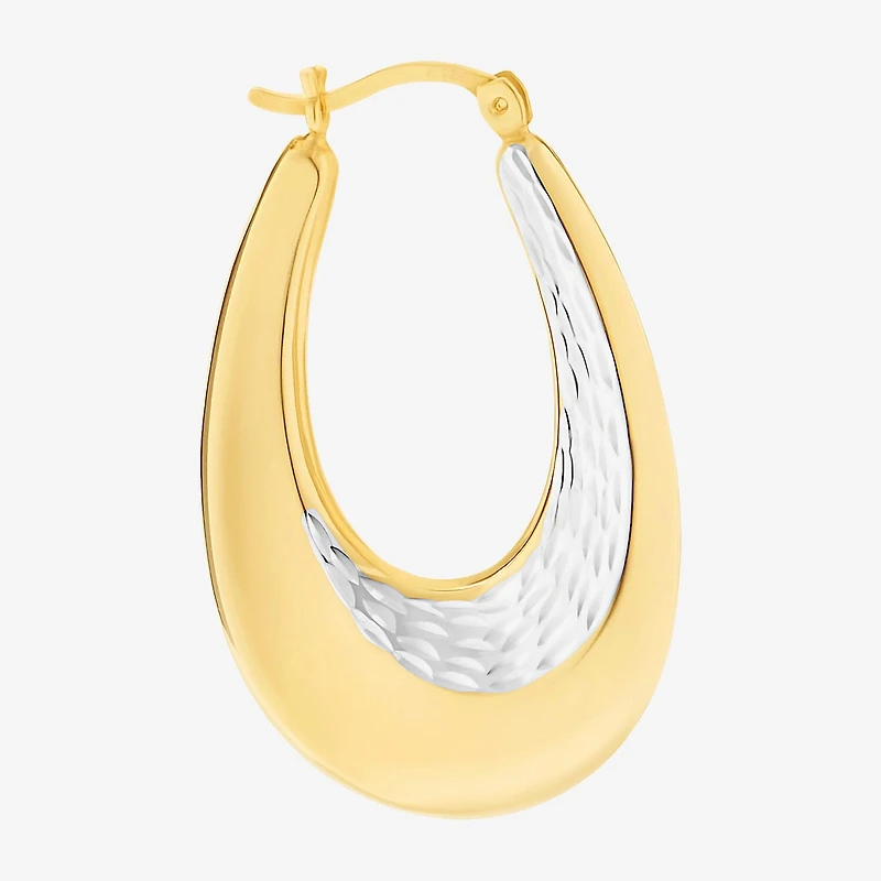Womens 14K Gold Over Silver 36mm Oval Hoop Earrings