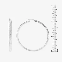 Womens Sterling Silver 55mm Round Hoop Earrings